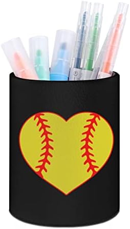 Love Baseball Heart Pried Pen Pen Told Cup para o suporte do escova de maquiagem organizador de mesa para o escritório da sala de