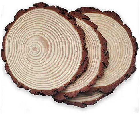 Fatias de madeira 4 PCs de 8 a 9 polegadas inacabadas naturais com casca de árvore diâmetro grande círculo círculo de