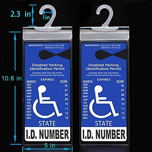Lotfancy Handicap Placard Holder - 10,6 x 5, Ultra Transparent Disabled Parking Placard Protector Hange Sleeve - pacote de 2, com cabide grande de plástico
