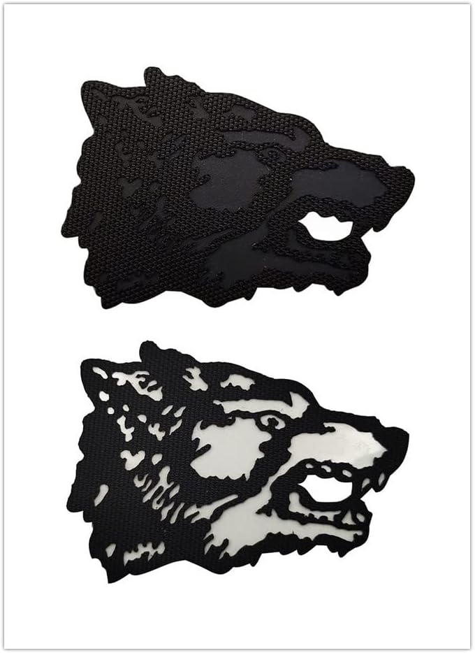 McCmsy 2PSC Patches, Tactical Wolf Head Reflective Patch IR Patches infravermelhos Militar Militar