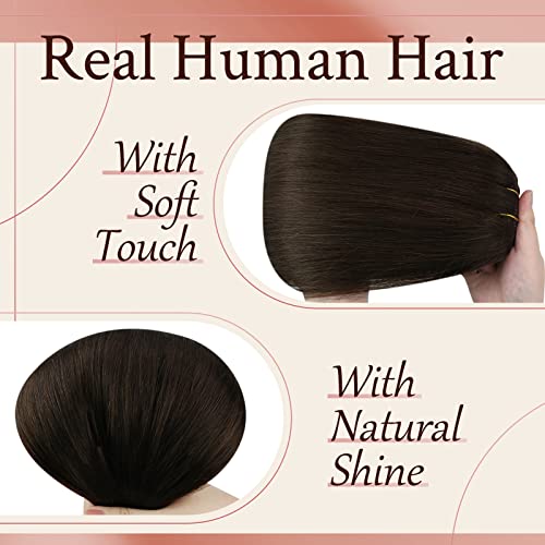 Clipe marrom escuro ensolarado em extensões de cabelo, pacote de cabelo humano real com 262 Extensões de cabelo de