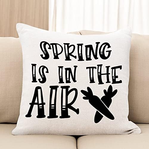 A primavera está no travesseiro de arremesso de ar capas da Páscoa dizendo travesseiros de toque olá, primavera feliz dia travesseiros