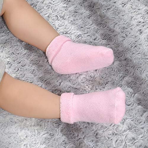 Jakidar 6 pares de meias de bebê grossas meias quentes para sapatos de meia de algodão recém -nascidos infantis