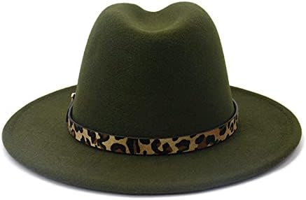 Unissex Solid Solid Fashion Vintage Classic Cowboy Cowgirl Hat com banda de leopardo Sun Straw Hat Wide Brim Beach leve