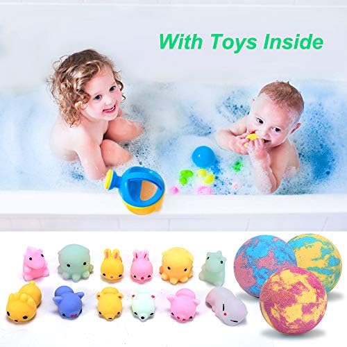 Bombas de banho para crianças com brinquedos no interior para meninos meninos - Lisotera 12pcs Bulk tamanho grande conjunto de presentes
