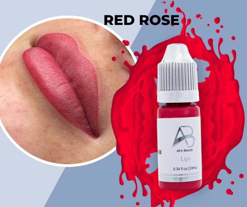All In Beauty Red Rose Lip Pigmment Para maquiagem permanente, tatuagem profissional para lábios e pigmentos corados para lábios para a cor permanente dos lábios, pigmento vegano para melhorar os lábios da cor
