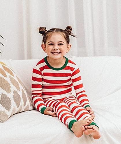 Avauma menino meninas Pijama Conjunto de 6m-7t crianças fofas de criança Snug Fit Fit Christmas Pattern Design PJS Cotton