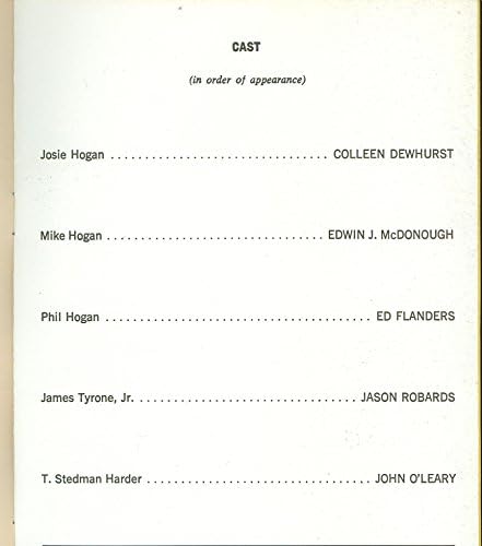 Uma lua para o Misbegotten, Broadway Playbill + Colleen Dewhurst, Jason Robards, Ed Flanders, John O'Leary, Edwin J. McDonough