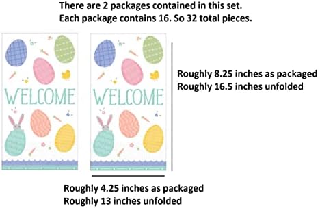 Toalhas de mão da Páscoa Conjuntos: Toalhas de mão descartáveis ​​de qualidade com lindos temas de férias - 32 toalhas de convidado