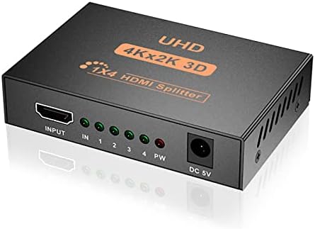 Distribuidor HDMI- Compatível 1 em 4 Out 4 Ways Distribuidor suporta 3D 4K 1080p para DVD Player TV Box HDTV