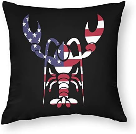 Capas de travesseiro de lagosta da bandeira americana com almofadas de travesseiro quadrado com zíper protetor para sala de estar de