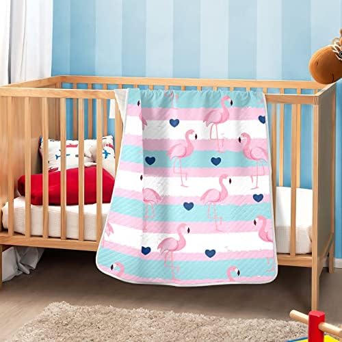 Cobertor de arremesso de flamingos rosa e corações de algodão para bebês, recebendo cobertor, cobertor leve e macio