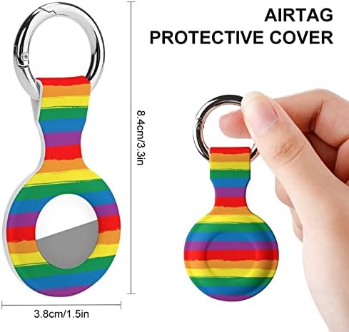 Caixa de silicone impressa com bandeira LGBT listrada de arco -íris para ar Airtags com chaves de proteção contra tags de tag