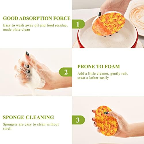 Coikll Maple Leaf Kitchen esponjas odor de limpeza esponja sem arranhão para limpeza de pratos de limpeza - 3 pcs