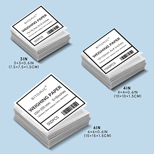 Papel de pesagem de celulares 3x3 bitômico 1500 pcs | Folhas de papel brilho sem absorventes não-absorventes para amostras de medição