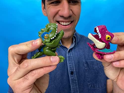 Dr. Dingus Jurassic Dinosaur Chomp Champs - 6 pacote - inclui embalagens educacionais de presentes - Mini Toys Snap Dinosaur