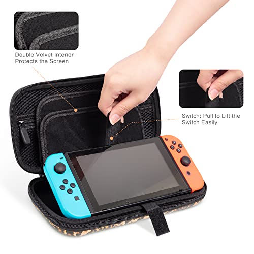 Caixa Drodalala Nintendo Switch OLED 2021/Switch Caso de transporte de 2017 para meninas, bolsa de capa de viagem com leopardo com