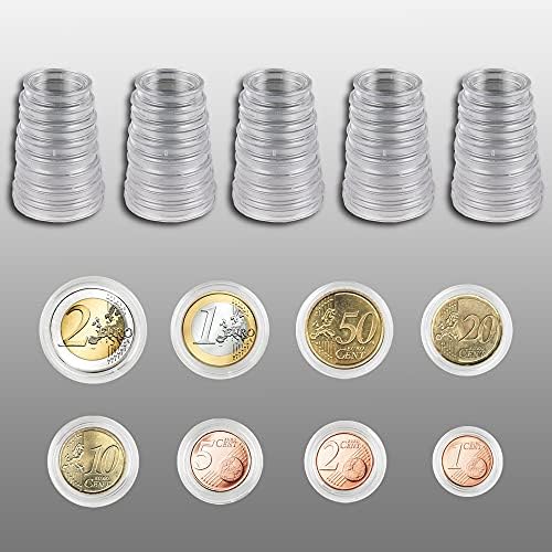 Cápsulas de moedas da Prophila 40 por moedas de € Uro 1 centavo a 2 € uro
