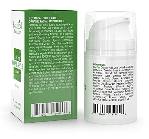 Hidratante facial de cuidado verde botânico. Creme hidratante de face orgânico e natural para pele sensível, seca e normal-antienvelhecimento