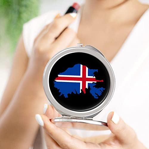 Islândia mapa sinalizador compacto espelho de bolso espelho espelho de maquiagem pequena espelho portátil portátil dobrável