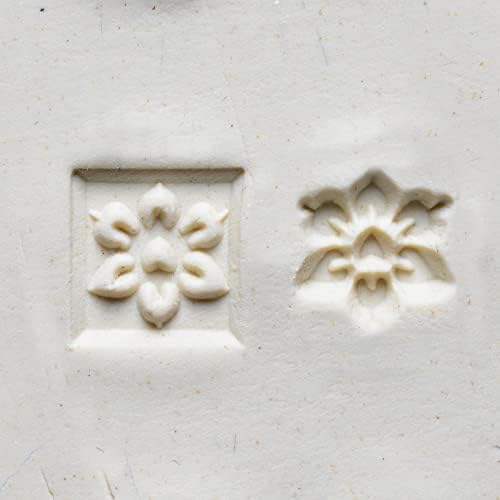 MKM Pottery Tools Salinges 4 Clay Small Square Decorative Stamp for Clay