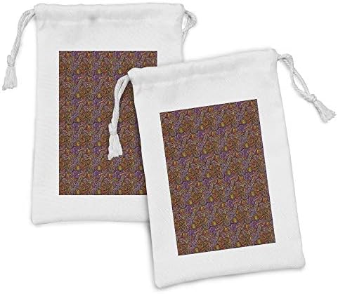 Conjunto de bolsas de tecido abstrato de Ambesonne de 2, cores de estilo de desenho à mão, de desenho manual, com espirais e redemoinhos,