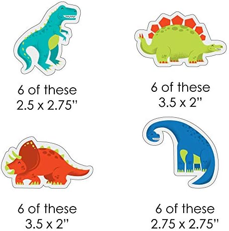 Dinosauro de rugido - Dino Dino Dino Mite T -Rex Chá de bebê ou recortes de festa de aniversário - 24 contagem