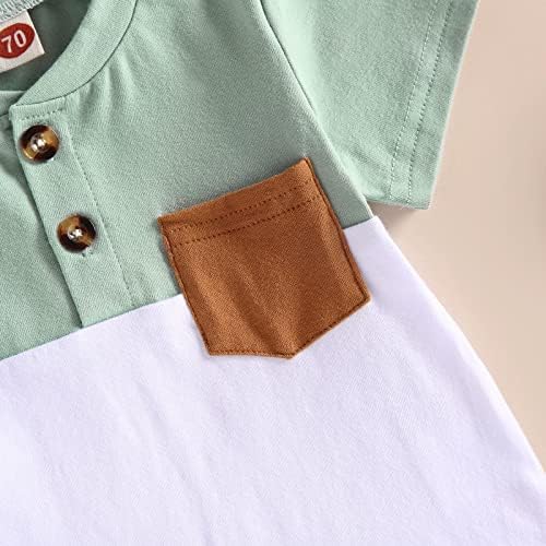 Criança de menino de menino roupas de verão de manga curta blocos de bloco de colorido tops shorts elásticos para roupas