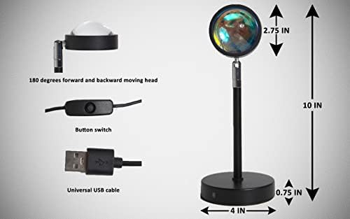 Lâmpada do pôr do sol Katalyze | Projeção de LED RGB Multicolor Night Light com controle remoto | Decoração de casa