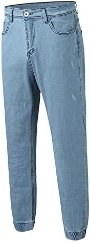 Calça jeans de calça jeans com zíper de bolso de calça de bolso de calça de jeans de garoto