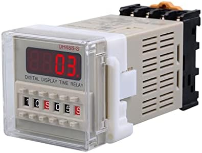 Chave de relé do timer programável do Uncaso Digital LED DH48S-S 0,1S-99H Base AC/DC 12V 24V 36V 110V 220V 380V Ciclo de repetição