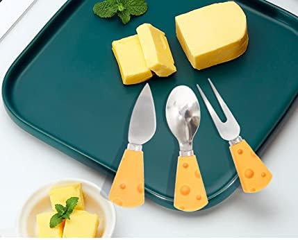 Conjunto de faca de queijo 3pcs, facas de queijo em aço inoxidável, colher de queijo, garfo de queijo, adequado para
