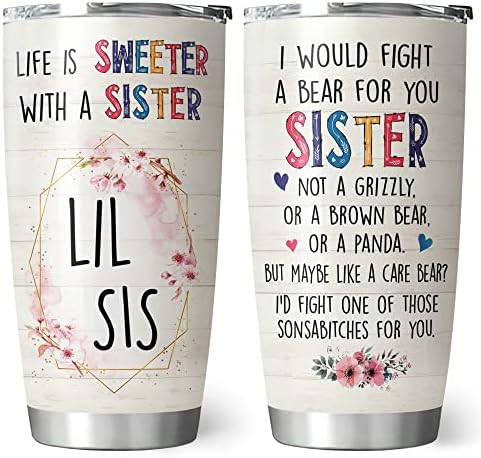 Presentes das irmãs de Hamia da irmã - Tumbler 20oz Melhores presentes de aniversário da irmã da irmã - Little / Big