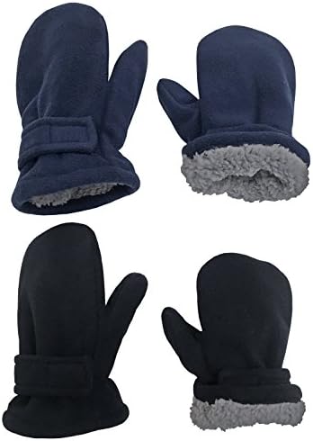N'ICE Caps Little Kids Baby Fácil On Sherpa Lined Mittens - 2 PACK PACK