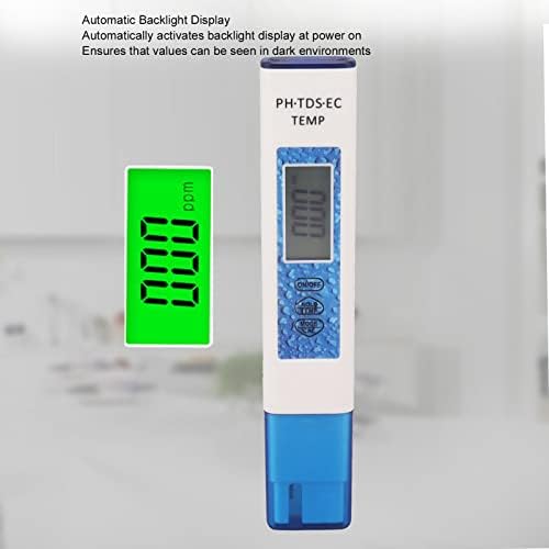 Caneta de teste de água digital de fotabpyti, 4-em-1 de água leve de qualidade de qualidade caneta retroiluminada PH TDS AK Temperatura