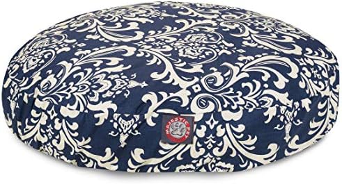Azul da Marinha French Quartle Grande Round Round Indoor Outdoor Pet Dog Bed com capa lavável removível por majestosos