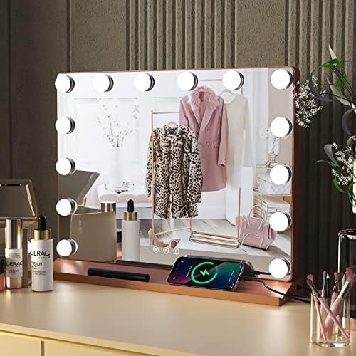 Espelho de vaidade de Lowixi com luzes, espelho de maquiagem com luzes, espelho iluminado de Hollywood com 18 lâmpadas LED