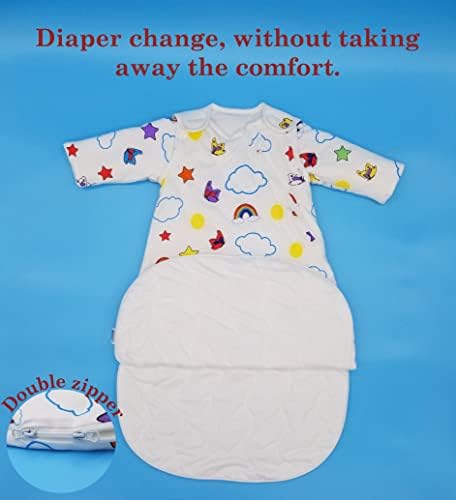 Sack de bebê para dormir e pacote de mantas | Bebê: 0-6 meses | Algodão orgânico | 1.5 tog | Formas de cores primárias