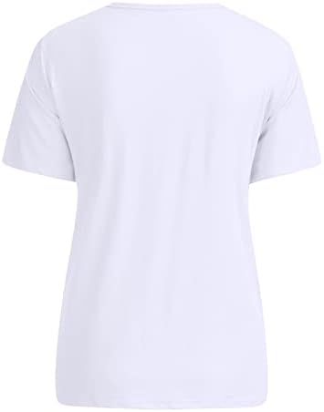 Fragarn 4 de julho Camisa para mulheres 2022 Casual Crepura de verão Pescoço do Dia da Independência Camisetas Florais de Manga