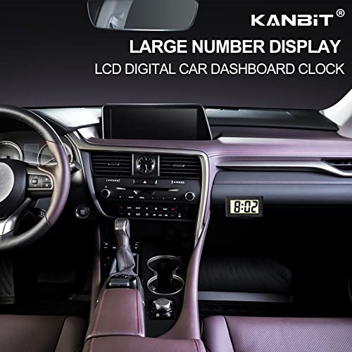 Kanbit Small Digital Car Dashboard Clock Battery Operou Big Clear LCD Time Displa