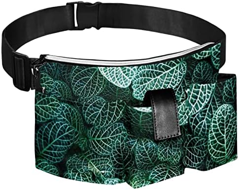 Folhagem de folhagem verde folhas da cintura bolsa fanny pack para homens e mulheres saco de bum de quadril com alça ajustável