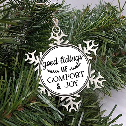 Pewter Snowflake Ornamentos de Natal Boas notícias de conforto e alegria para o mundo Religioso Ornamentos de Natal