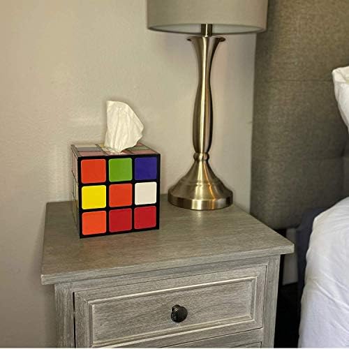 Diocochey Creations Magic Cube Tissue Box Tampa | Decoração do quarto de casa retrô | Fácil uso com tampa de fundo magnético para