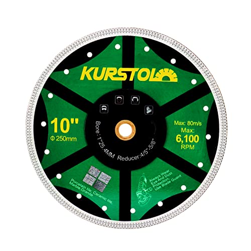 Porcelana de ladrilhos Kurstol Blade de diamante - 10 /250mm de disco de corte de diamante super fino, arbor 7/8