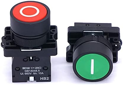 Ganyuu 22mm AC 660V 10A Momentário de E/S Verde Red Sinal Sem Pressionamento NC Chave de botão
