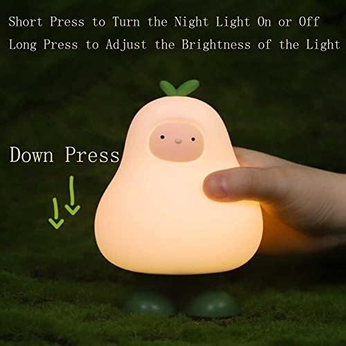 Crianças Night Light, fofo Pear Kids Night Light Light Portable USB Recarregável Lâmpada LED Controle de toque e