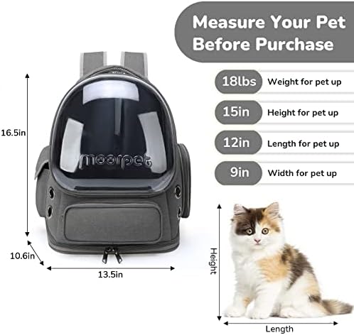 Mochila Moorcat Pet Carrier, mochila de bolha de gatos com malha respirável, design ventilado, portátil portátil portador