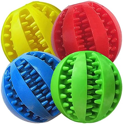 Dog Treat Ball Puzzle Toy, 4 Pack Treat Dispensing Toys de cachorro Brinquedos interativos para cachorros Para filhotes, brinquedos