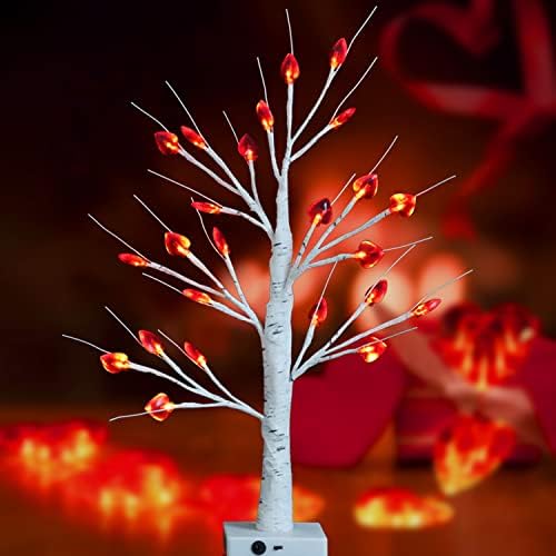 Coração da árvore do coração Presentes para mamãe, árvore Birh de 24 polegadas com luzes para decorações de dia de mãe, árvore iluminada