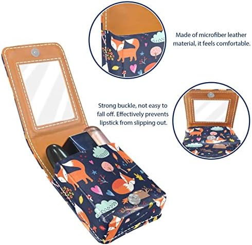 Cartoon cômico Fox Bolsa de batom com suporte de batom de espelho para uma bolsa de cosméticos para bolsa